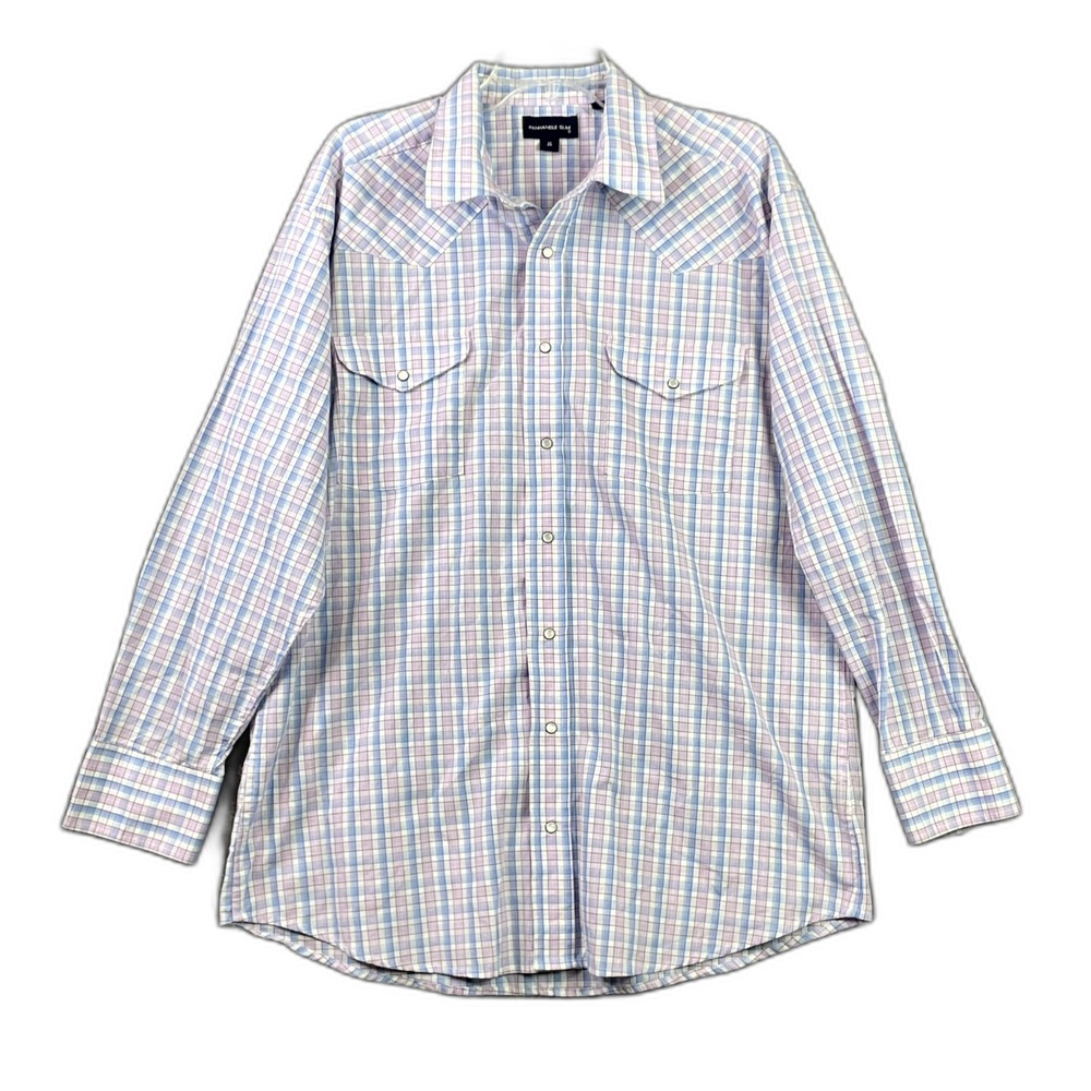 Panhandle Slim Western Dress Shirt Mens 17-35 Check Cowboy Rodeo Riding Career